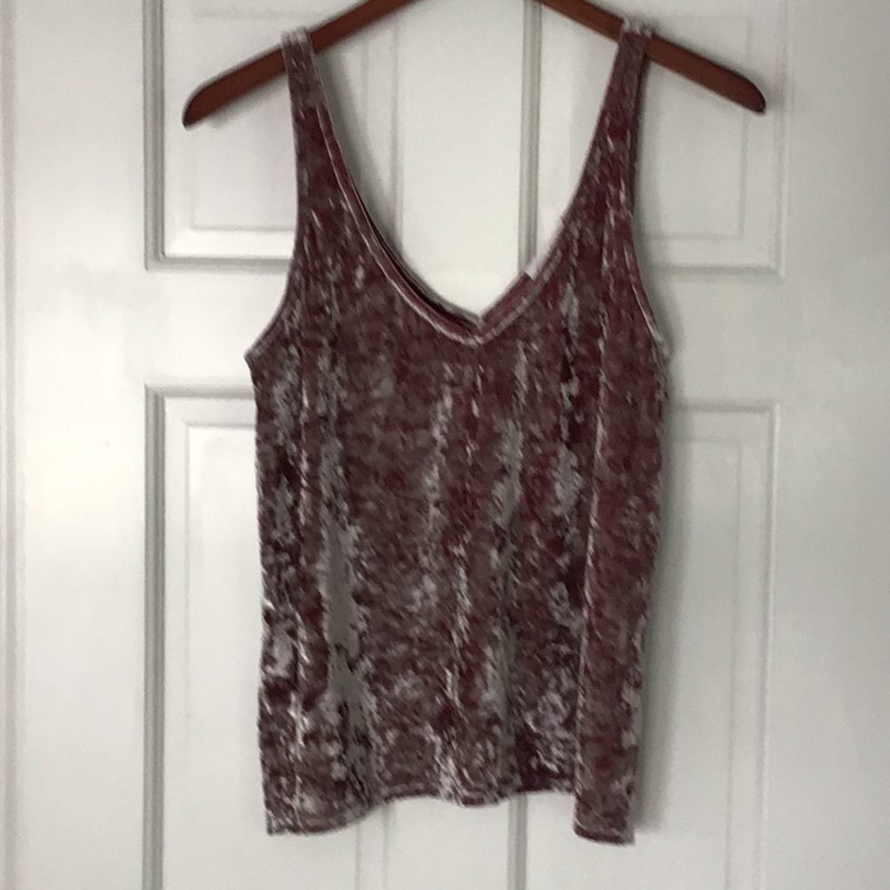 Velvet V-Neck Tank Top - Dusty Rose, worn once.